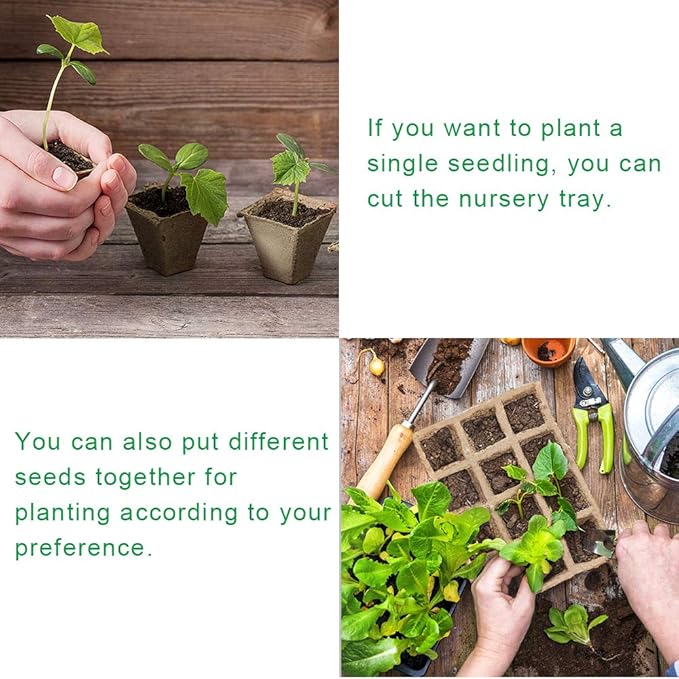 10 Pack Seed Starter Tray Kit, 120 Cells Organic Germination Seedling Trays Plant Grow Kit Nursery Pots Plug Tray Peat Pot for Vegetable & Flower Plants Herb Seeds Garden Planting
