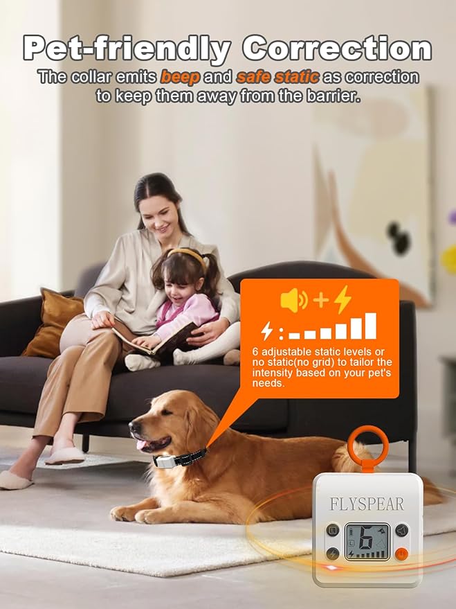 FLYSPEAR Extra Receiver Collar for Indoor Wireless Pet Barrier, Receiver Collar Only,White