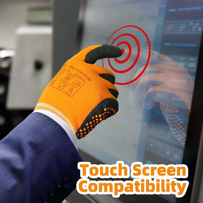 Schwer 6 Pairs Safety Work Gloves MicroFoam Nitrile Coated, Level 4 Abrasion & A1 Cut Resistant Nylon Working Gloves with MicroDot Grip, Touchscreen, Used for General Work, Gardening, LT5619, M