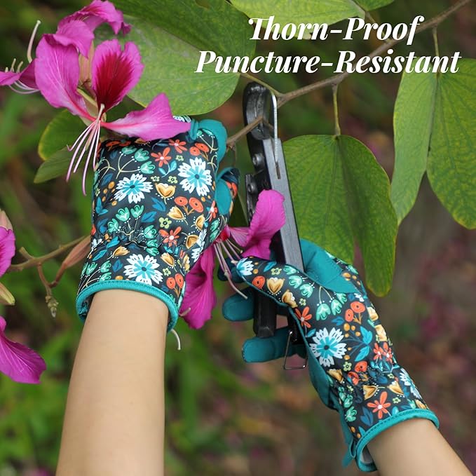 Tavaleu Gardening Gloves for Women, Thorn Proof Puncture Resistant Leather Garden Gloves, Breathable Working Gloves