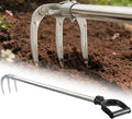 Long Handle Hand Rake Garden Tool, 62" Stand Up Weeding Rake with D-Grip, Heavy Duty 3-Tine Cultivator for Soil Loosening, Digging & Planting, Carbon Steel Tiller for Standing Weeding