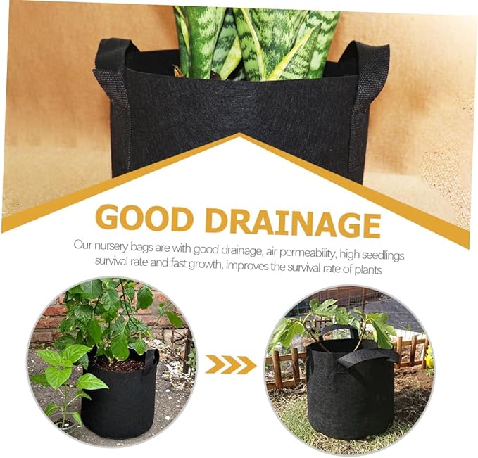 Lurrose 6pcs Nonwoven Plant Growing Bags with Handles for Vegetables and Flowers Aeration Nursery Planters with Drainage Lightweight Root Aeration Bags for Indoor Outdoor Gardening