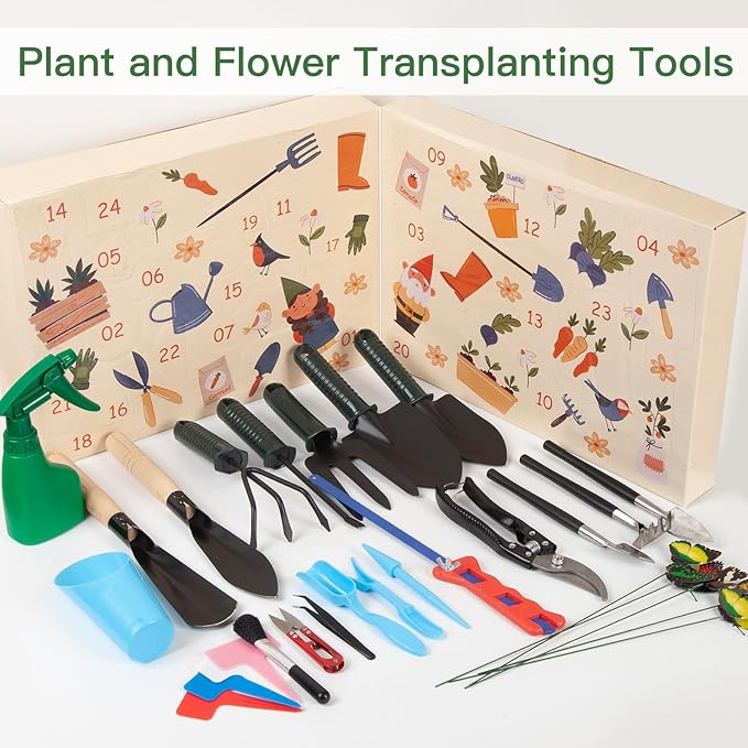 Advent Calendar 2025 for Adult Garden Set Tools for Pruning Gardens Christmas Gifts for Gardening Enthusiasts 24 Day Countdown for Women Men