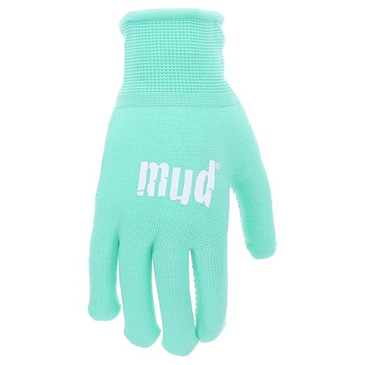 Mud - Women's Everyday Mud, Mini-Dot Palm, 2 PK, Nylon Knit, Lightweight Garden Gloves, Saffron & Mint Colored, Medium/Large (MD35001M-WML2P)