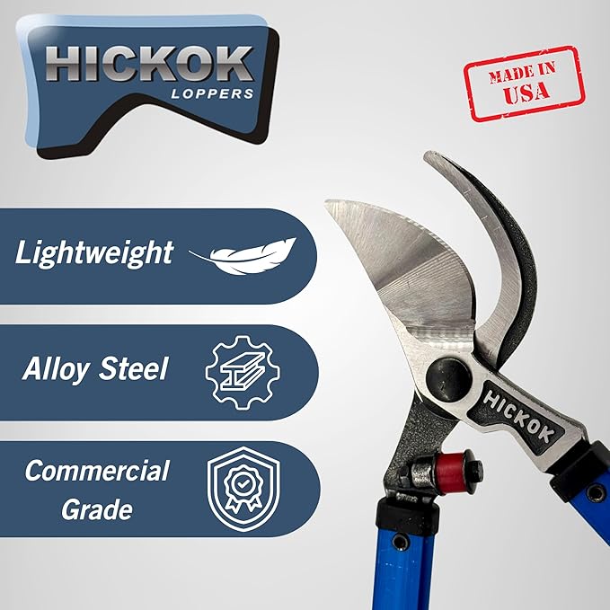 Hickok Heavy Duty Loppers for Tree Trimming – 36" Branch Cutter & Pruning Shears with Long Handle | Lightweight Aluminum Tree Trimmer | Professional-Grade Pruner Made in USA