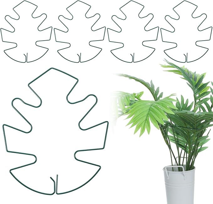 Monstera Plant Support Stakes 5 Pack, Adjustable Iron Climbing Plant Stakes for Indoor, Rust-Resistant Turtle Shell Pattern Plants Holder for Large Plants - Birds of Paradise, Philodendron
