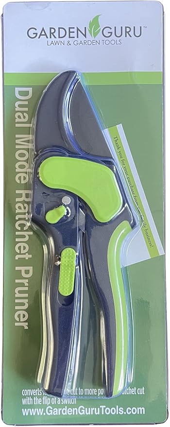 Garden Guru 2 in 1 Ratchet Pruning Shears Clippers – 4X Cutting Power – Ratcheting Garden Anvil Pruners Scissors - Ergonomic Grip - Makes Tough Cuts Easy - Great for Seniors & Arthritic Hands (4 Pack)