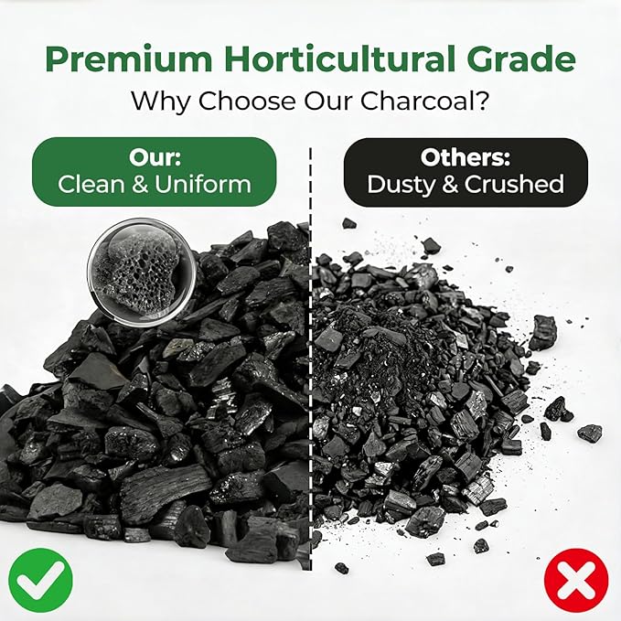 Sukh Horticultural Charcoal for Plants - 1.4Qt. Natural Earth Regulated Supplement for Potting Soil Indoor Plants, Organic Biochar, Succulent Soil, Paphiopedilum, Bonsai, Terrarium