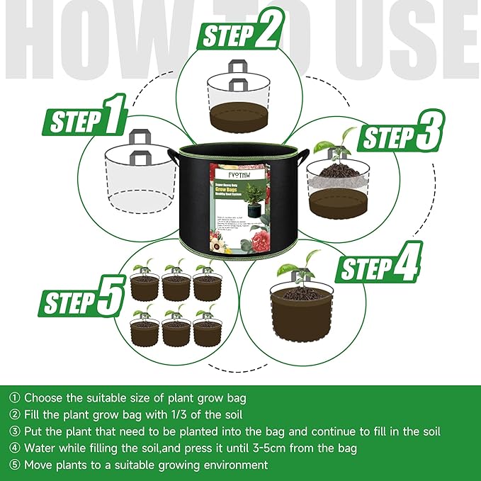 2-Pack 50 Gallon Plant Grow Bags, Thickened Nonwoven Fabric Pots with Handles,Sturdy Garden Planters Aeration Gardening Container to for Plants, Vegetables, and Flowers