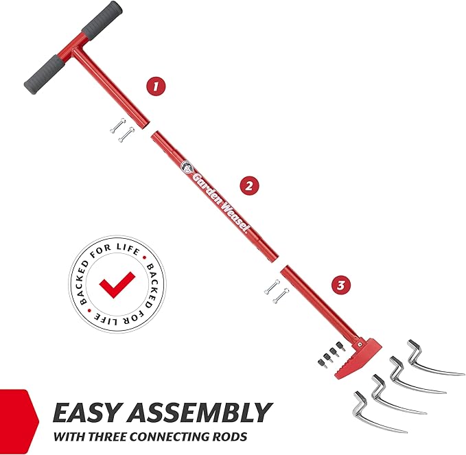Garden Weasel Claw Pro Garden Tiller and Cultivator Tool – Twist-Action Soil Loosener with Adjustable Carbon Steel Tines, Ergonomic Handle, and Footplate Latest Model 91334-3