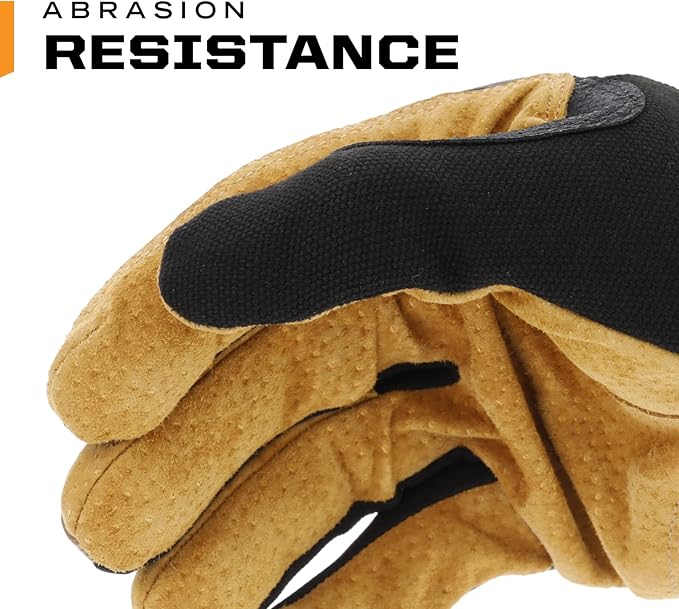Mechanix Wear Fastfit Leather Gloves - Abrasion Resistant Gloves for Hand Safety - Breathable - Secure Fit - Two-Piece Palm - Machine Washable - Brown/Black - Medium