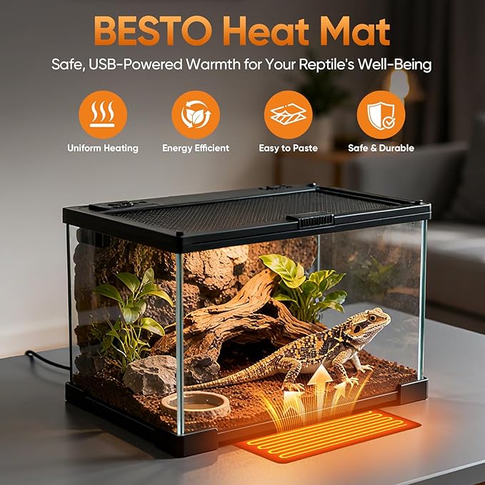 Waterproof Heating pad Plant Heating pad 8.0x8.0Inch 12W Under Tank Terrarium Heating Mat, Reptile Heat Mat, Reptile Heating Pad for Turtle, Lizard, Hermit Crab, Frog, Snake ﻿﻿