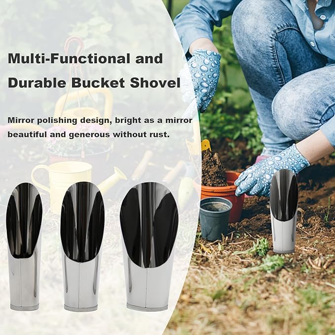 3 Pcs Succulent DIY Bonsai Plant Garden Tool for Digging Fertilizer Feed Scooper 3 Sizes Soil Scoops Soil Metal Spade Shovel Cup