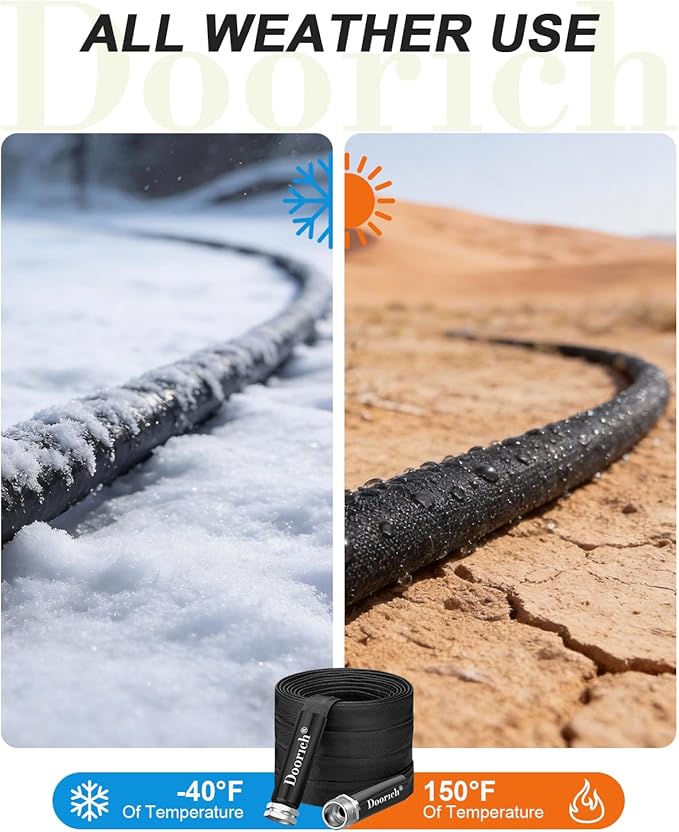 Garden Hose, Lightweight, Ultra Flexible, Durable, Kink-Free Water Hose - Made of TPU, Drinking Water Safe Material, Non-Shrinking, Easy to Store, All-Weather, Black (25 FT)