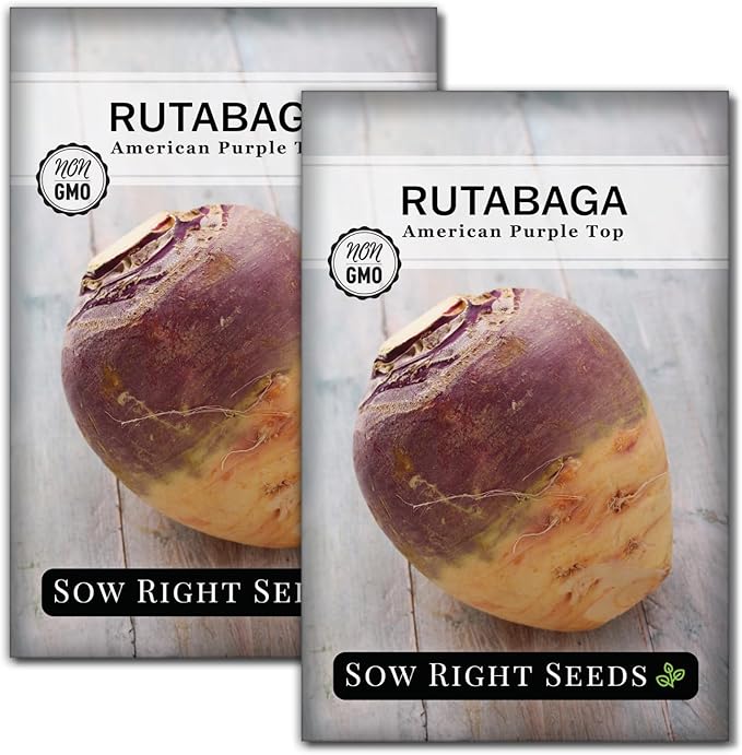 Sow Right Seeds - American Purple Top Rutabaga Seeds for Planting - Non-GMO Heirloom Packet with Instructions to Grow an Outdoor Home Vegetable Garden - Yellow Flesh Rutabaga - Sweet Root Crop (2)