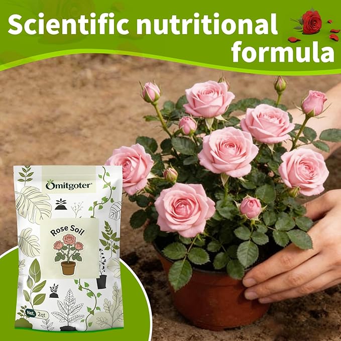 Rose Soil Potting Soil 1qt- Natural Organic Potting Mix for Roses, Superior Drainage & Breathability, Nutrient-Rich Formula to Support Healthy Rose Growth