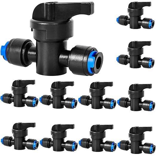 10 Pack 1/4" Drip Irrigation Shut Off Valve, Quick Connect Universal Drip Irrigation Tubing Coupling Valve, Connector Locking Fitting for Sprinkler or Drip Irrigation System Parts & Connectors