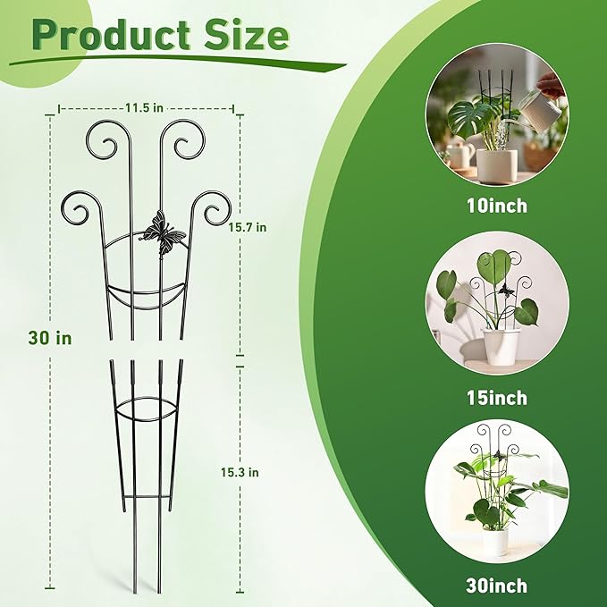 Coomin 32.6in Monstera Plant Support for Indoor Plants, 4P Trellis for Climbing Plants Indoor, Plant Climber Stakes for Potted Plants