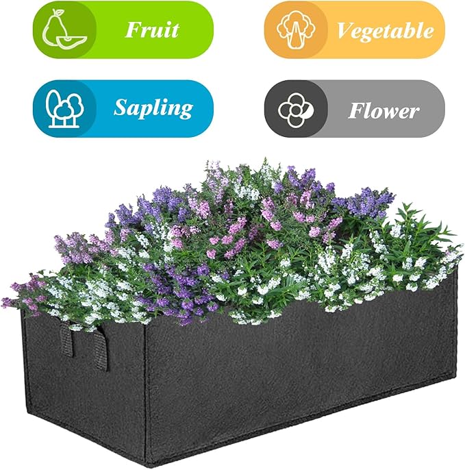 Square Grow Bags, Garden Fabric Planter Container with Handles Bed Flower Vegetables Pots 1MM Thickness Economic Colorful (A-Mixed 6colors,15.75x11.81x7.87 Rectang)