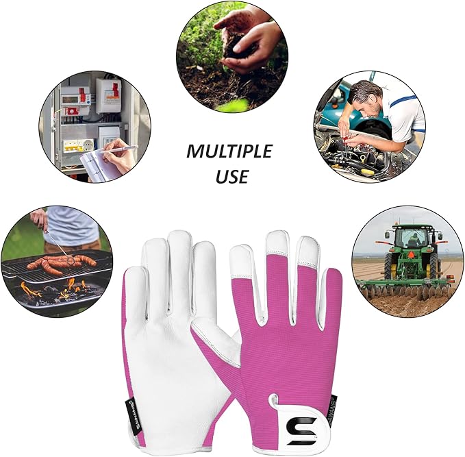SAWANS Leather Gardening Gloves Ladies and Mens Thorn Proof Garden Gloves for Women Men Gardening Durable Work Gloves