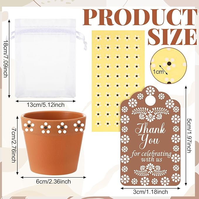 Ctosree 50 Sets Cielito Lindo Wedding Bridal Shower Favors for Guests Include Seed Packets Flowerpot Cards Hemp Ropes Organza Bags Mexican Barro Party Supplies for Wedding Bridal Shower Party Favors