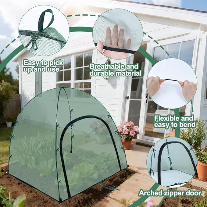 2pack Pest Guard Covers,36x36x37 Inches Garden Mesh Plant Cover Insect Bird Barrier Netting Mesh Outdoor Plant Tent Cover Pest Protection Guard for Fruit Vegetables