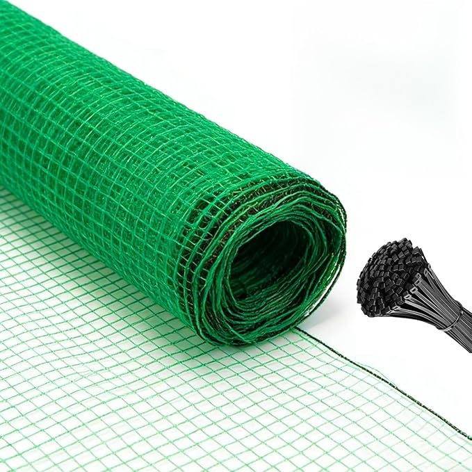 4x30 FT Plastic Garden Fence with 50 Zip Ties – Green Heavy Duty Temporary Safety Fencing for Animals, Snow, Poultry, Deer, Yard & Construction