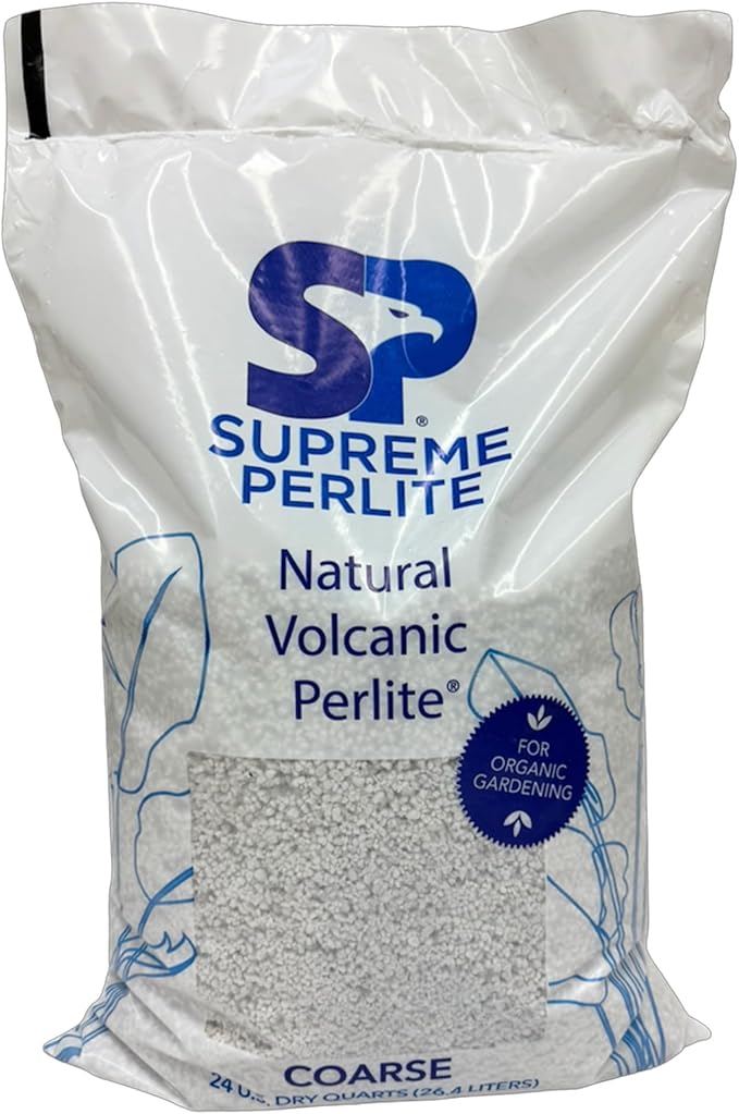 Supreme Perlite Coarse Horticultural Perlite for Potting Soil, Seed Starting, Propagation & Organic Gardening, 24 Quart Bag - Improves Drainage and Soil Aeration for Indoor or Outdoor Plant Use