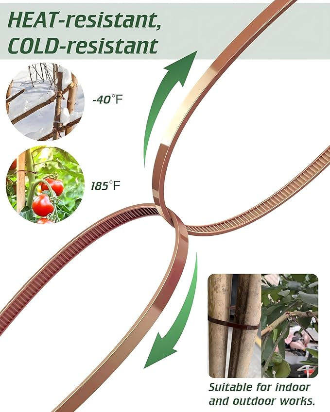 Cable Ties 24 Inch, Brown Zip Ties 25 Pieces, Thick 0.47 inch 250 Pounds Strength, Heavy Duty Outdoor Plastic Ties for Indoor Plants, Garden, Home (24inch, Brown Color, 25 pcs)