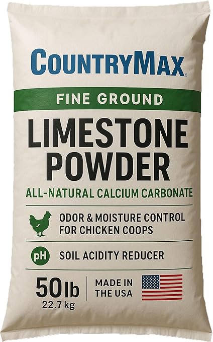 Fine Ground Limestone Powder 50 lb – All-Natural Calcium Carbonate for Lawns, Gardens, Chicken Coops, Odor Control, Soil pH, and Agriculture – Soft White Lime Rock Dust