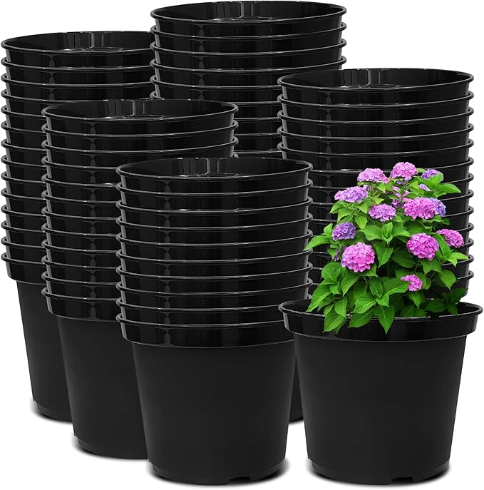 RooTrimmer 3 Gallon Plastic Nursery Pots 50 Pack, 10 Inch Round Plant Pots with Drainage Holes, Planting Pot for Outdoor Indoor Plants