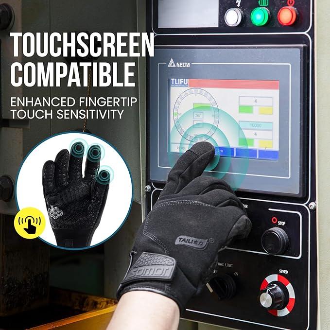 TAILI Level 3 Needle-resistant, Level 5 Puncture-resistant and A7 Cut-resistant Work Gloves, Grip Enhanced, Breathable, Touchscreen Gardening Gloves for Men, Black, Small (S), 2 Pairs