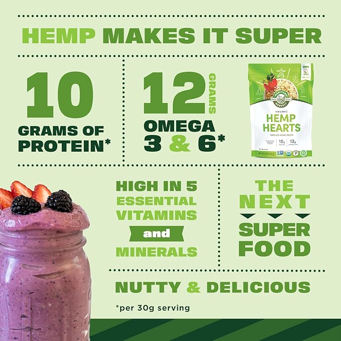 Manitoba Harvest Organic Hemp Seeds, 5 lb, 10g Plant Based Protein and 12g Omega 3 & 6 per Srv, smoothies, yogurt & salad, Non-GMO, Vegan, Keto, Paleo, Gluten Free
