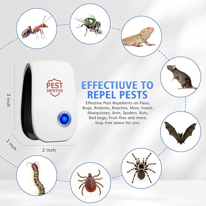 Ultrasonic Pest Control Repeller 10 Packs, Electronic Pest Repellent, Insect Repeller for Bugs, Mouse, Mosquito, Roach, Rodent, Spider, Ant
