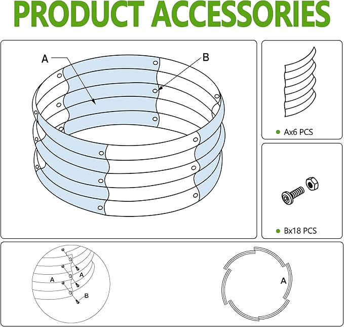 2PCS 3x3x1ft Galvanized Raised Garden Bed Kit-Round Garden Bed Outdoor Planter Box for Vegetables,Flowers,Herbs,Easy Assembly,Silver