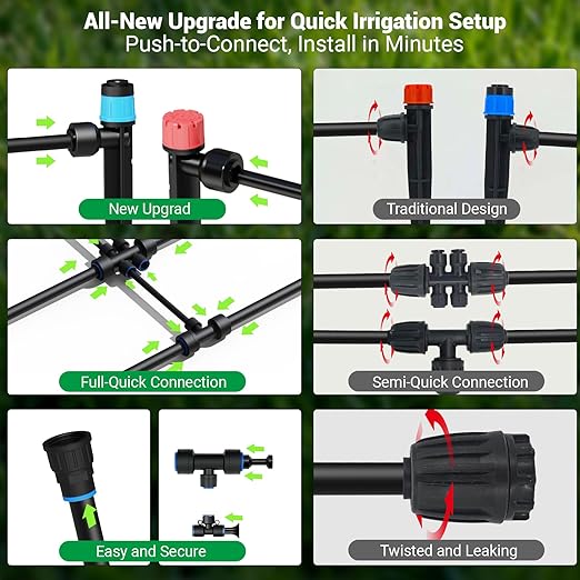 100FT Drip Irrigation System for Garden, 2026 Upgraded DIY Automatic Plant Watering Kit with Push-Fit Connectors, 30 Water-Saving Adjustable Drip Emitters for Yard, Lawn & Greenhouse