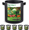 iGarden Grow Bags Tall,20 Gallon Grow Pots 5 Pack with Handles, Heavy Duty 320G Thickened Nonwoven Fabric Plant Bag for Vegetables, Black