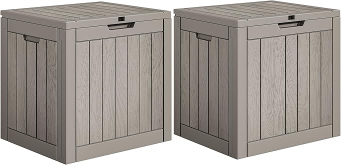 YITAHOME 30 Gallon Deck Boxes 2 Pack, Waterproof Outdoor Storage for Cushions, Tools & Pool Accessories, Resin Package Delivery for Patios, Gardens & Decks, Taupe