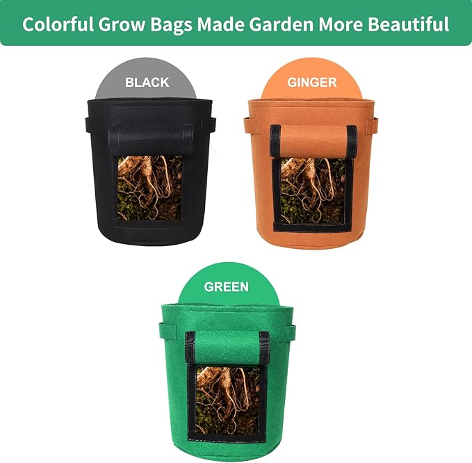 SILKIR W Grow Bags, 7 Gallon, Green