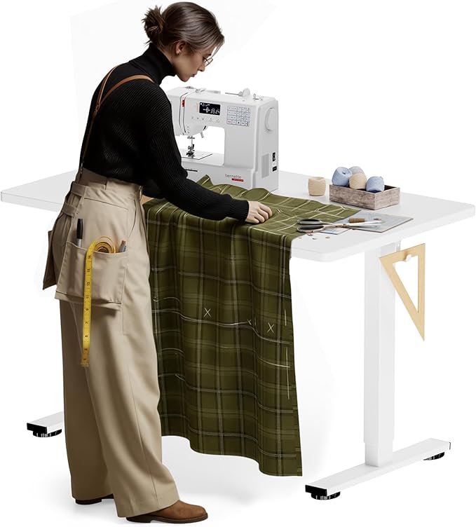 FLEXISPOT Electric Adjustable Workbench, 48x30 Inches Ergonomic Worktable for Garage, Workshop, Office and Home, Spacious Desktop for Woodworking Sewing and Crafts, White, 2 Packages