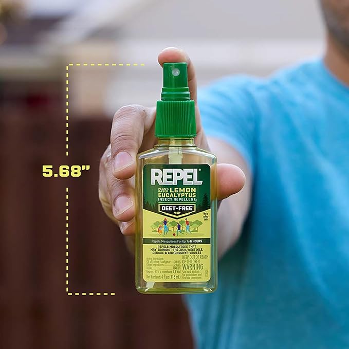 Repel Plant-Based Lemon Eucalyptus Insect Repellent, 4 Ounces, DEET-Free Pump Insect Repellent Repels Mosquitoes For 6 Hours With Plant-Based Ingredients, 2 Pack