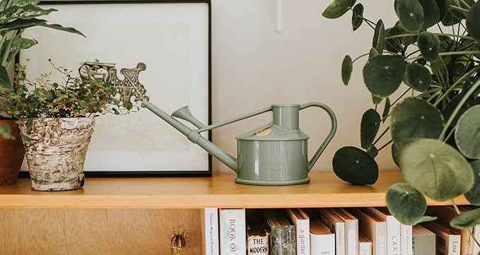 Bosmere Haws Handy Plastic Watering Can, Mini Water Can for Indoor Plants, Succulents and Flowers, Sage Green, 1 Pint
