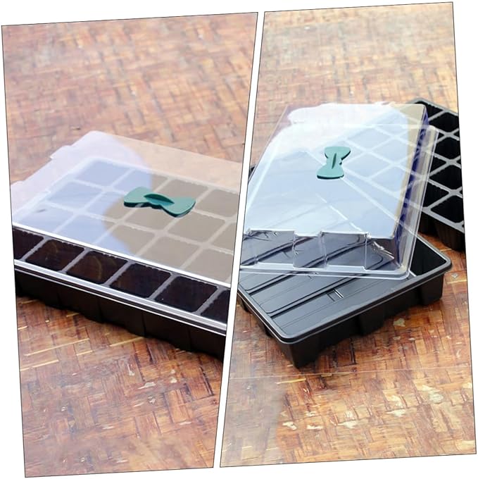 YARNOW 3 Sets 24-Cell Plastic Planting Trays Nursery Germination Boxes for Seed Starting and Sprouting, Gardening Accessory Suitable for Indoor and Outdoor Use
