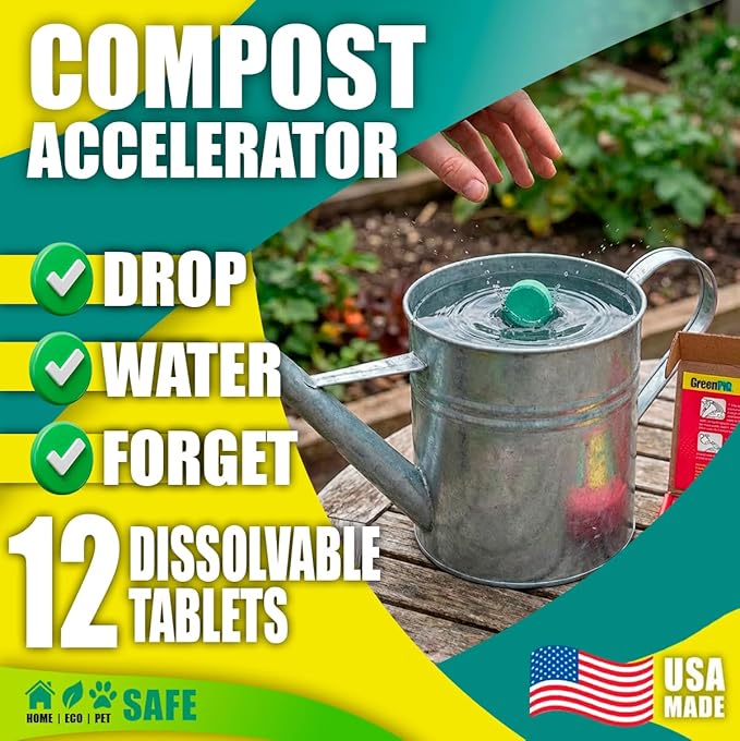 Green Pig Commercial Strength Compost Accelerator Converts Yard Waste to Fertile Humus in 30 Days and Helps Control Odors Associated with Compost Piles, 1 Box (12 Dissolvable Tablets)