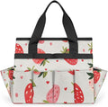 Strawberries Gardening Tool Bag,Heavy Duty Garden Tote Bag,Portable Oxford Gardening Storage Basket Organizer Handbag with Pockets Handle,Hand Tools Gifts for Outdoor Garden Lawn Yard