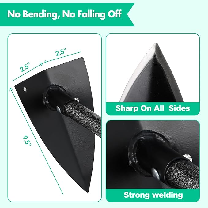 Garden Hoe, Heavy Duty Trenching Hoes with 72 Inch Long Handle, Sharp Edge Triangle Weeding Hoe Garden Tools for Weeds Removal,Cultivating,Digging,Loosen Soil, Trenching, Landscaping Manual Weeder