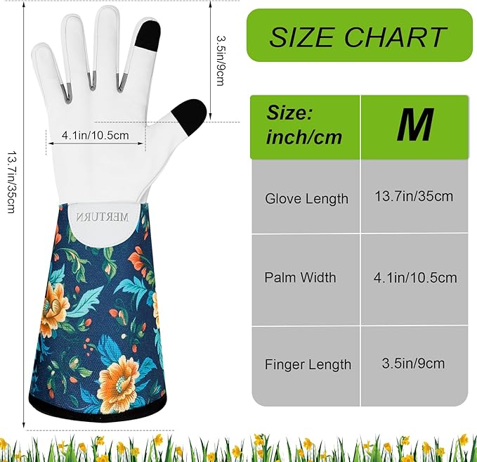 Leather Long Gardening Gloves for Women Thorn Proof Garden Gloves Yard Working Gloves