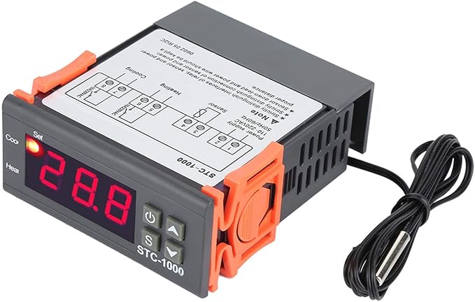 Digital Temperature Controller, Temp Control Thermostat Temperature Controller Temp Sensor Electric Centigrade Control Switch for Incubator Brooder Refrigerator Fermenter Home Brewing 110 220V