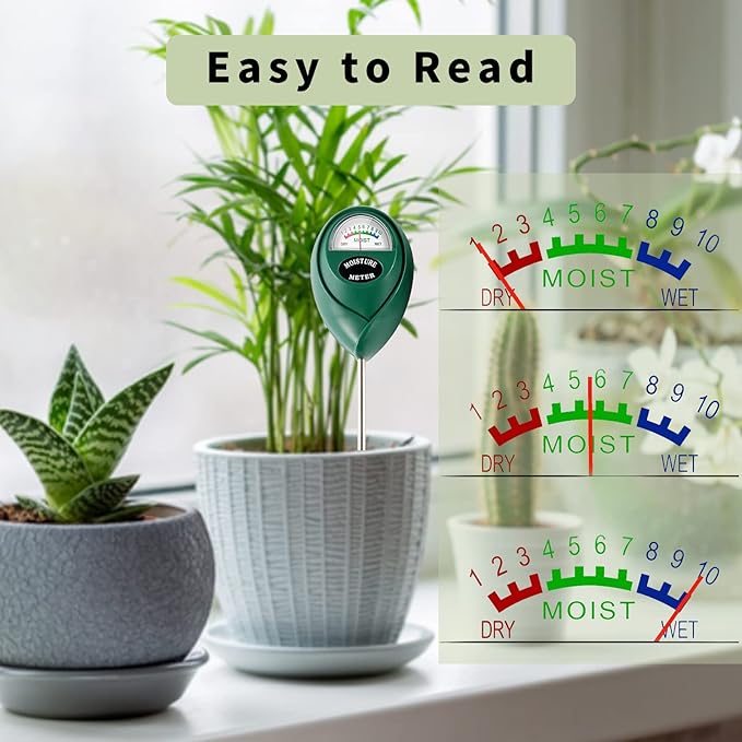 Extended Long Probe Soil Moisture Meter, 2 Pack Plant Water Meter Soil Meter Moisture Sensor Hygrometer for Indoor Outdoor Plant Care,No Battery Needed(Green)