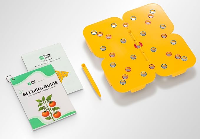 Seed and Seedling Spacer Tool for Garden // Square Foot Gardening Seed Template for Organized Plants, Vegetables & Fruits // Spacing Tool Kit for Planting (Yellow)